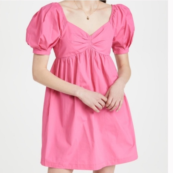 English Factory Puff Sleeve V Neck Babydoll Dress - Picture 1 of 8